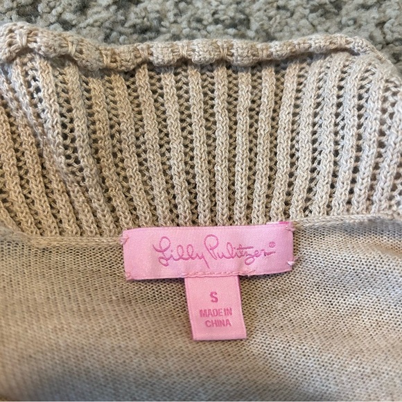 Lilly Pulitzer Gold Metallic Cascading Ruffle Kiernan Cardigan Size Small - Picture 6 of 10